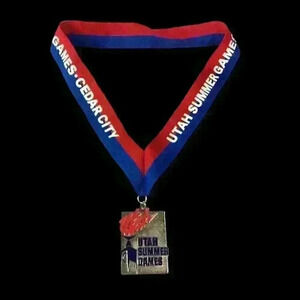 Utah Summer Games Medal Cedar City Red Blue Ribbon Olympics Sports - SILVER